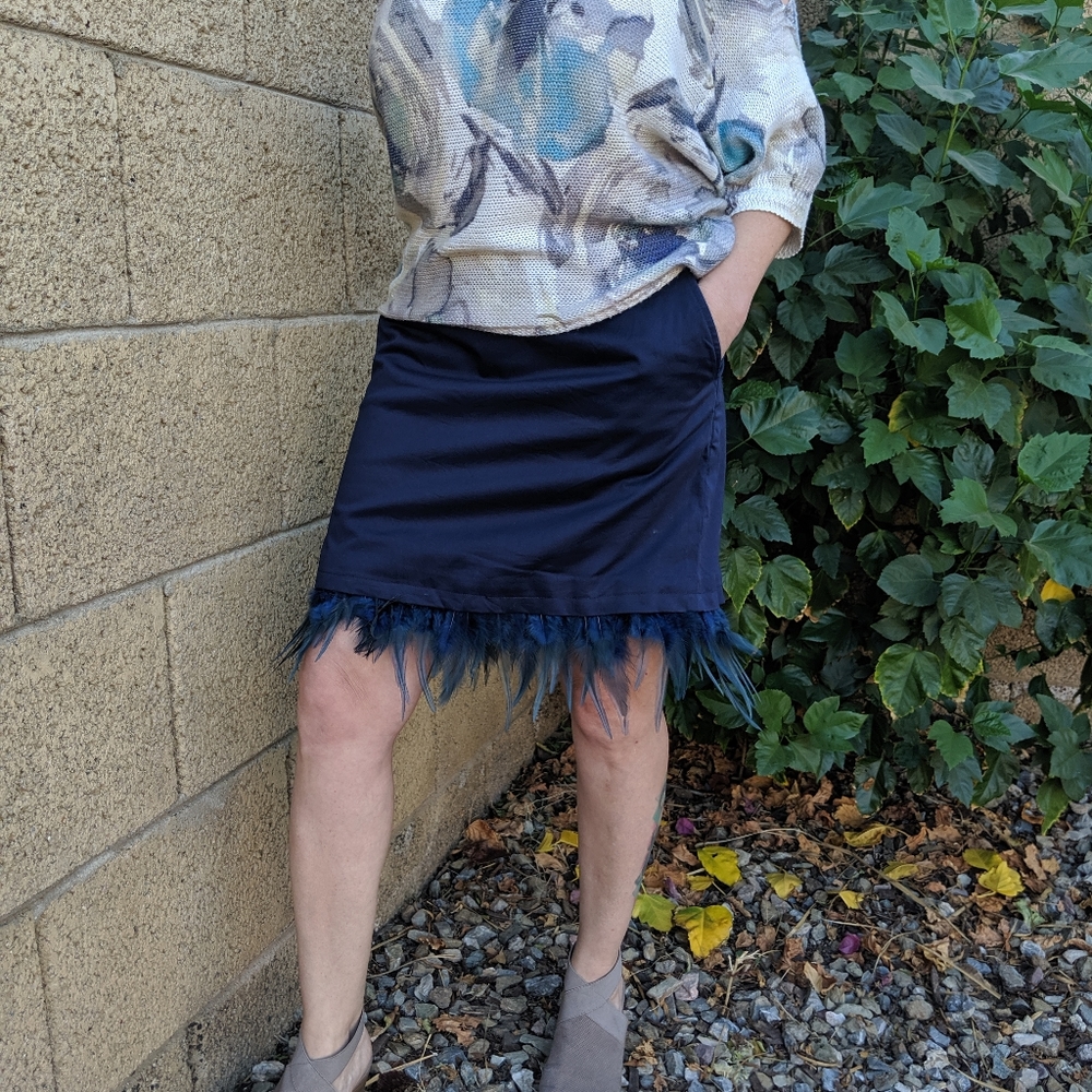 Women's feather trimmed skort